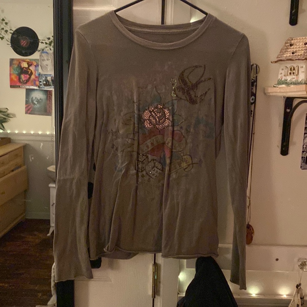 Live love life graphic rhinestone long sleeve